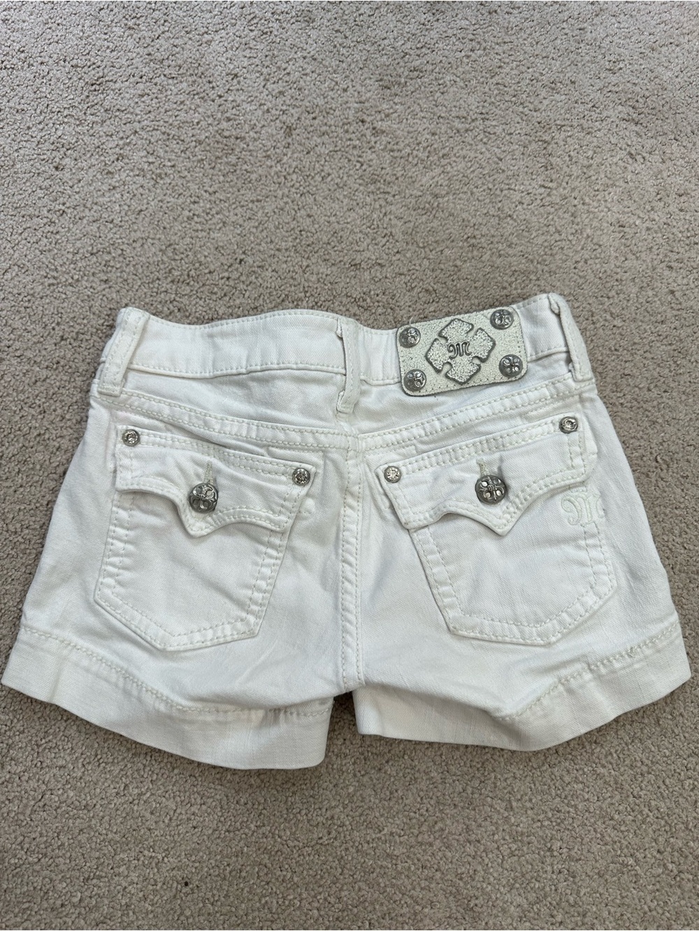 Girls Youth Miss Me White Embellished Women's Denim Shorts size 12